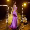 European and American sexy suspender evening dress French wrinkle high-end celebrity temperament slim-fitting hip-wrapping and thin dress