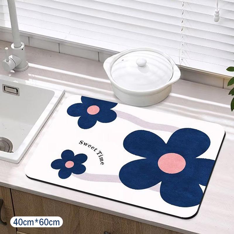 Fashion Color Flower Draining Mat Anti-scalding Heat Insulation Desktop Pad For Tableware Glass Cups