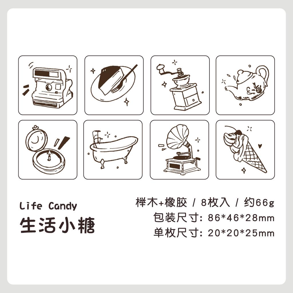 8pcs Cute Little Seal Planner Stamp, Wooden Stamp, Wooden Stamp Diy Planner Stamp