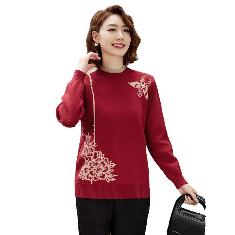 

Yuzhaolin Women s Embroidered Ruffle Collar Knit Sweater One Size (110-140 lbs)