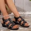 Fashion Roman Style Black Wedge Sandals for Women Summer Thick Sole Non Slip Beach Shoes Woman Comfort Soft Sole Outdoor Sandalias Mujer