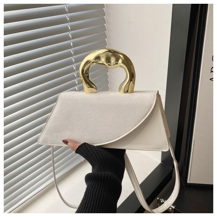 New Minimalist Design Shoulder Bag for Women Light Luxury Large Capacity Casual Metal Hand-held Crossbody Bags Female Handbag