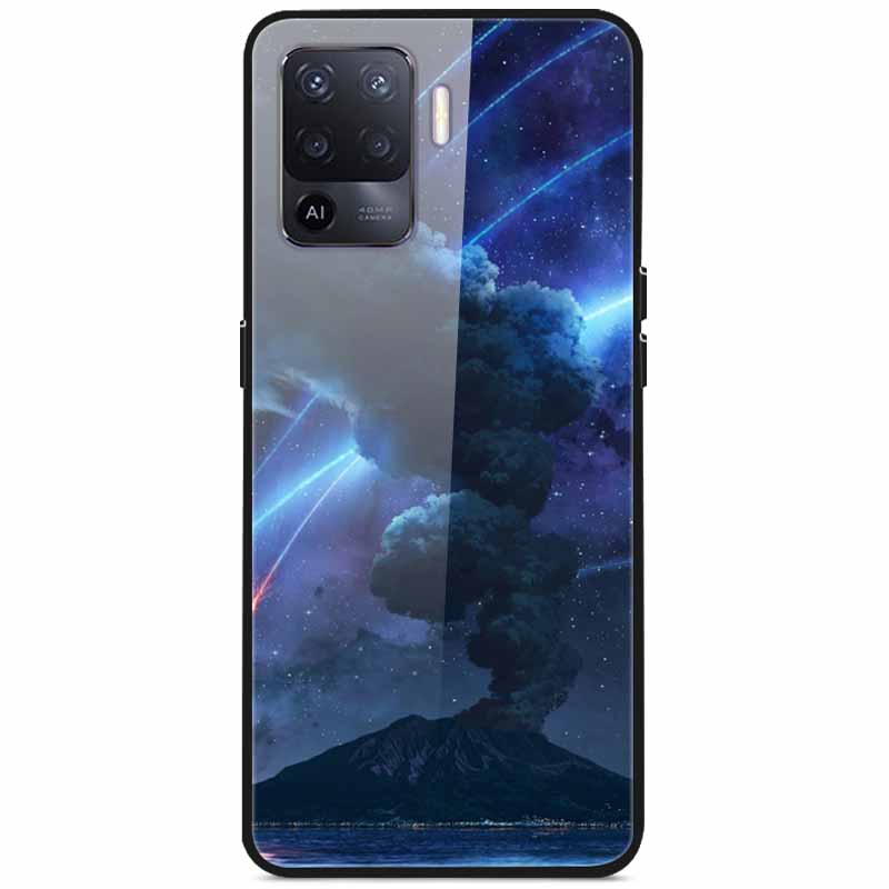 Tempered Glass Case For Oppo Reno5 Lite Hard Back Cover for Oppo Reno 5 Lite Luxury Painted Reno5Lite Funda 6.43'' Shockproof