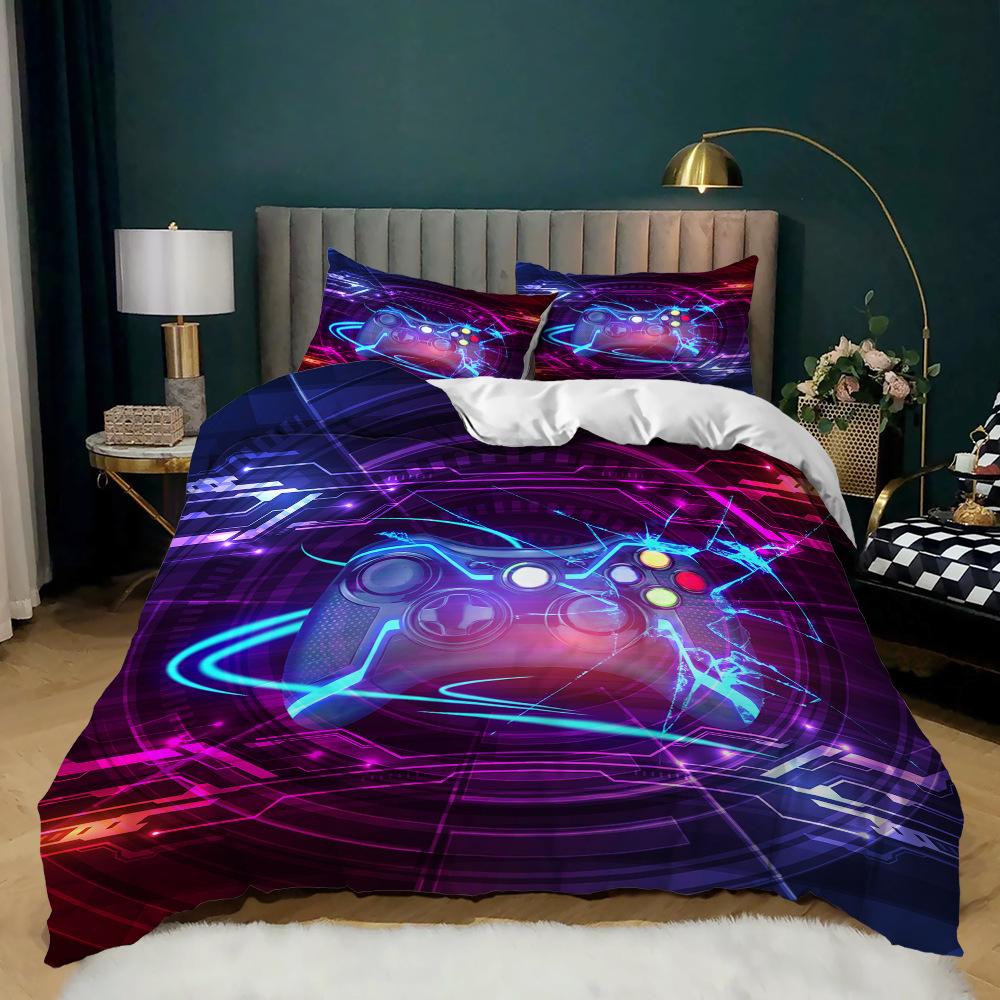 Gamepad Kit 3D Digital Printing Quilt Cover E-Sports Boy Bedding Three-Piece Set