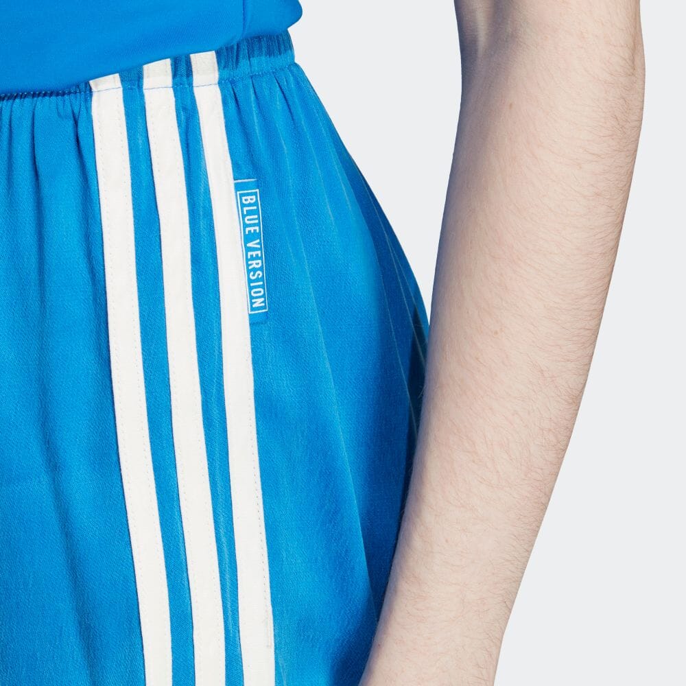 Adidas Striped Print Straight Leg Shorts Women Shorts Blue IB5798