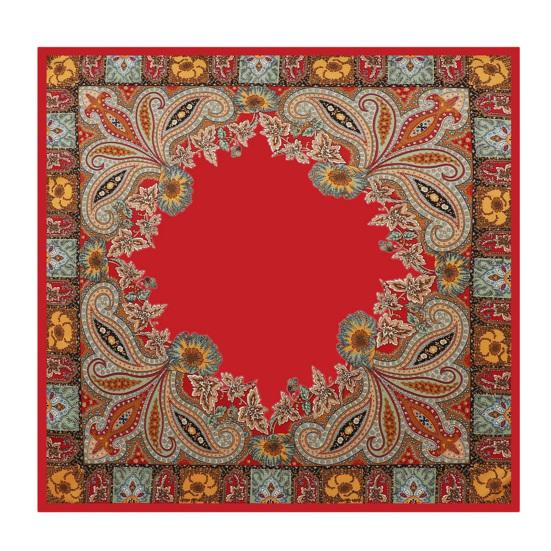 Headscarf Paisley Pattern Large Square Scarf Smooth Imitation Silk Fabric Turban