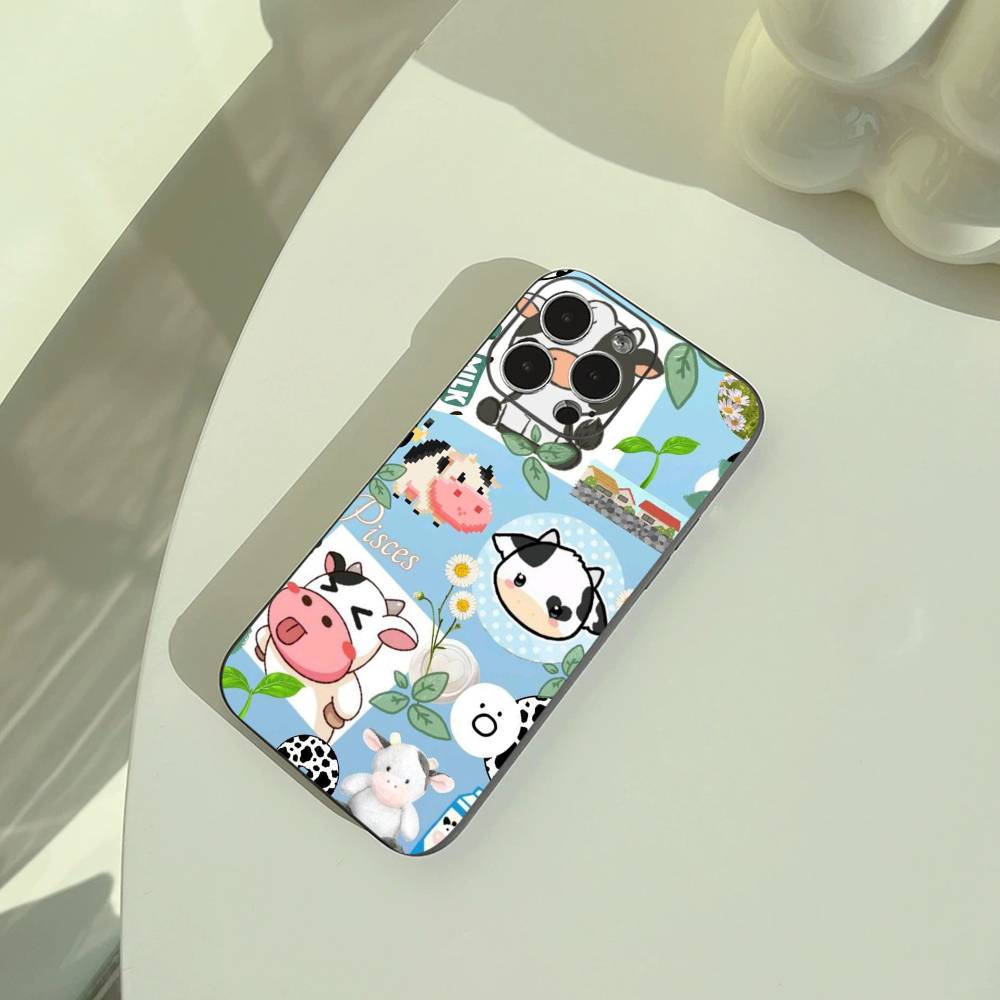 Cute and funny cow  Phone Case For iPhone 17,16,15,14,13,12,11 Pro Max,16Plus,XS Soft Black Cover