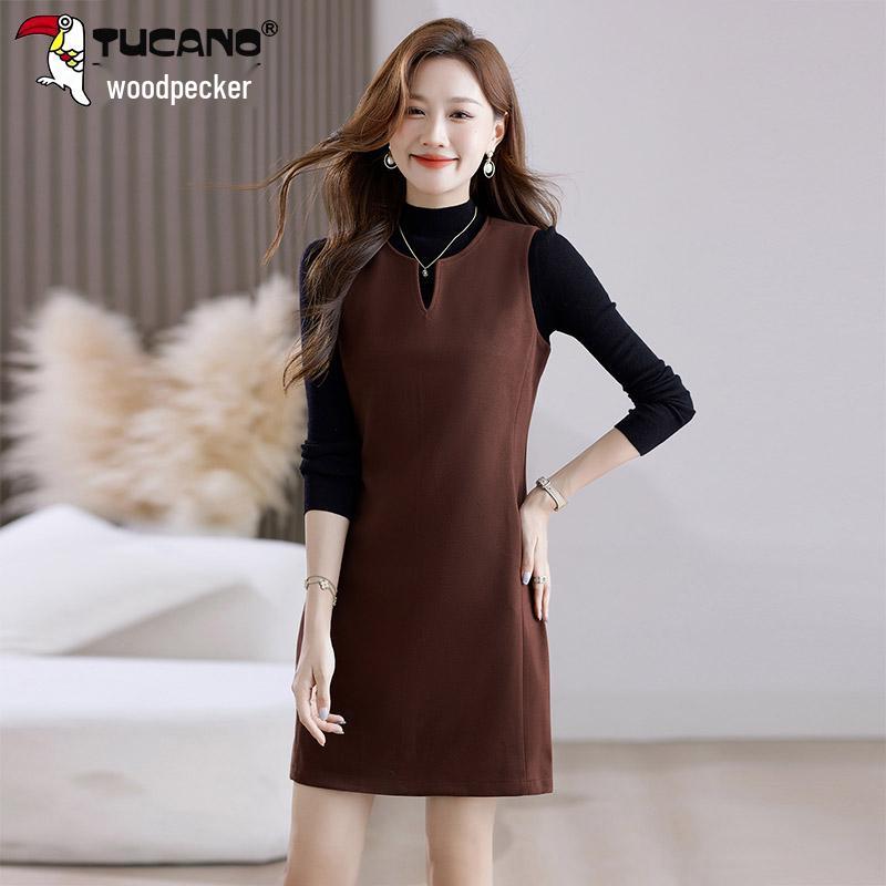

Woodpecker Women s Autumn/Winter 2025 Sleeveless Wool Vest Dress - High-End Small Fragrant Style XL (Recommended weight 105-115 jin) коричневий