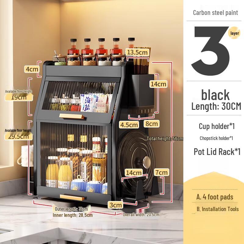 

Yingbai Modern 3-Tier Dustproof Kitchen Countertop Organizer