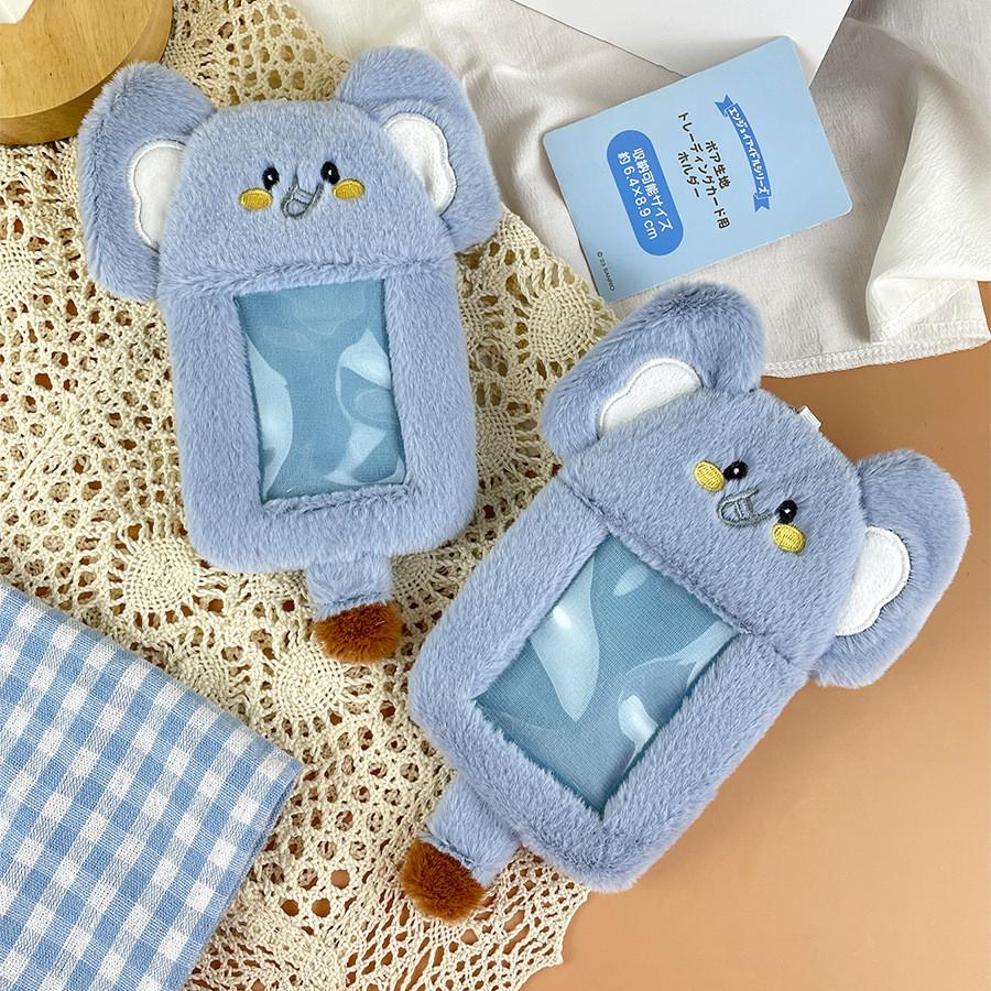 Short Elephant Plush Card Case With Display Pendant For Student Id And Card Meal