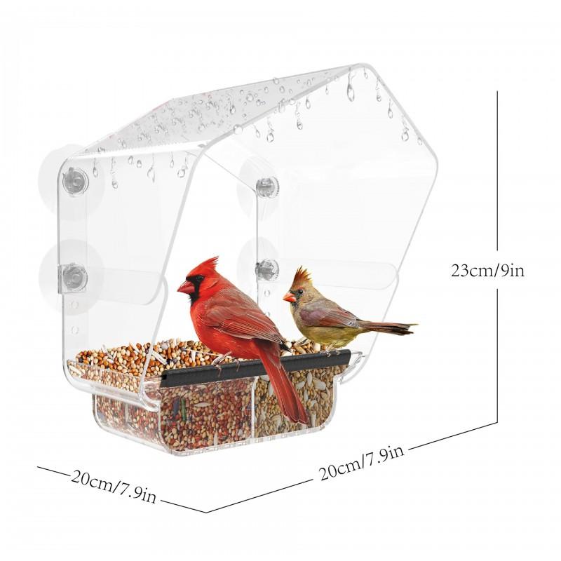 Transparent Window-Mounted Hummingbird Feeder With Strong Suction Cup Small Birds Outdoor Use
