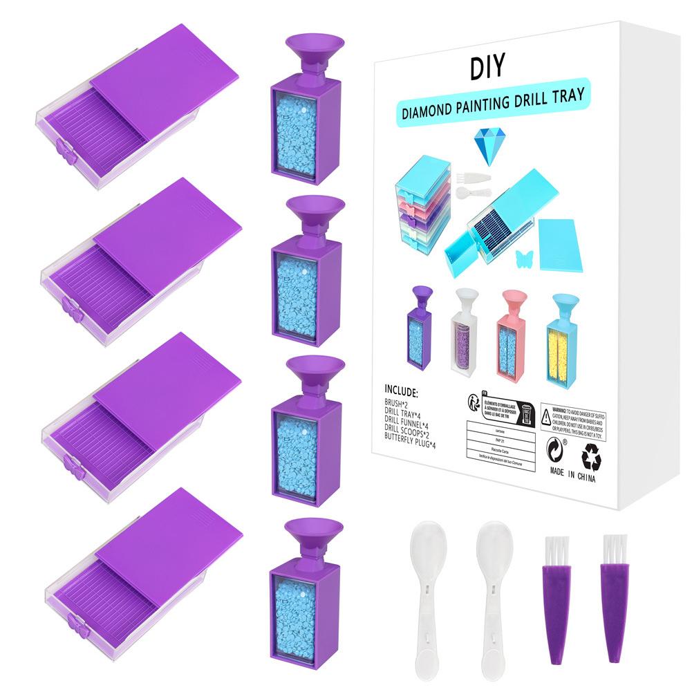 Diamond Painting Storage Containers Trays with 5D Diamond Painting Drills Funnel Diamond Painting Beads Sorting Tray for Adults