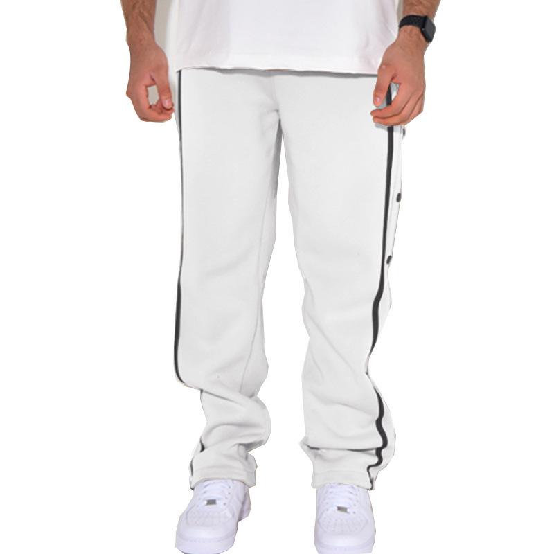 Men's casual sports buttoned trousers men's autumn new loose straight drawstring large size trousers