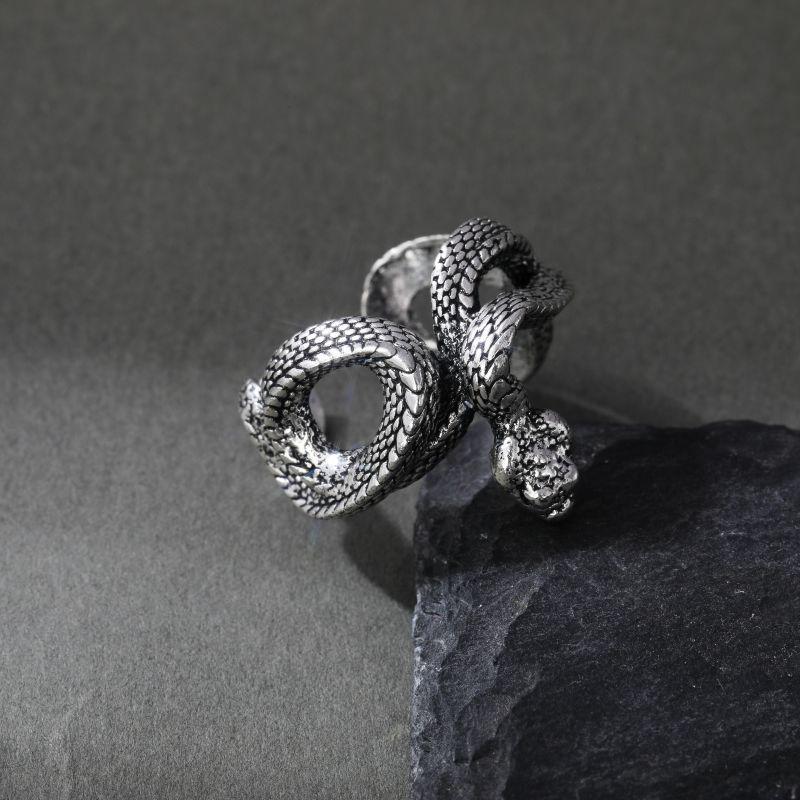 Retro European & American Dark Punk Snake Ring - Three-Dimensional, Coiled, Open Design