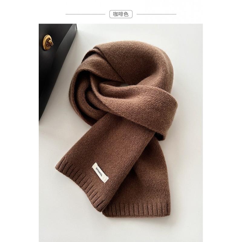 Winter 100% Pure Wool Scarf Solid Color Warm Knit Neckwear Couples Women