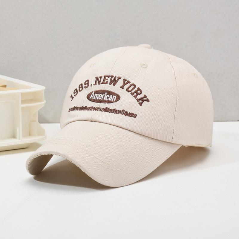 Korean-Style Retro Baseball Cap, Versatile Women'S Street Letter Embroidery Hat With Floral Patterns, Summer Couple Accessory