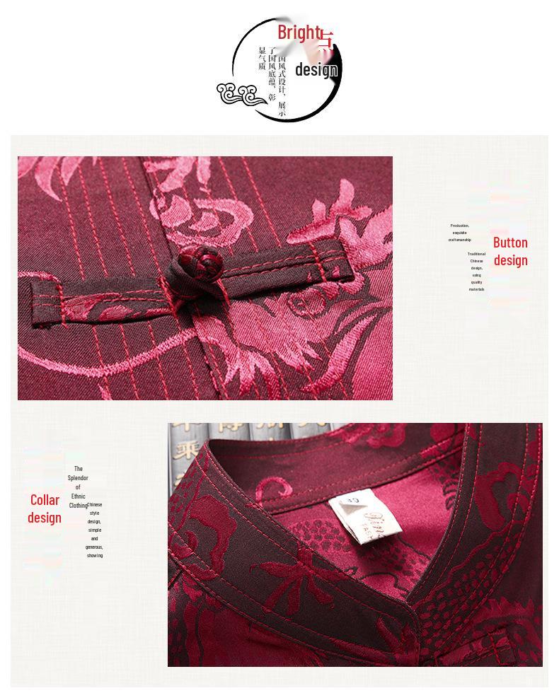 Men's Summer Ice Silk Tang Suit: Short-sleeved Chinese Hanfu