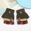 Autumn Winter Half Finger Flip Gloves Exposed Finger Mittens High Quality Warm Gloves  for Children