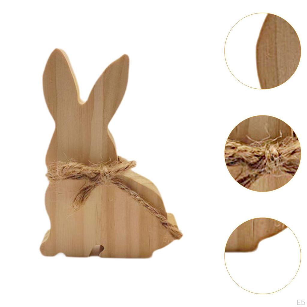 Wooden Bunny Sign Centerpieces Bookshelf Indoor Accent Unfinished Rabbit Block Easter Table