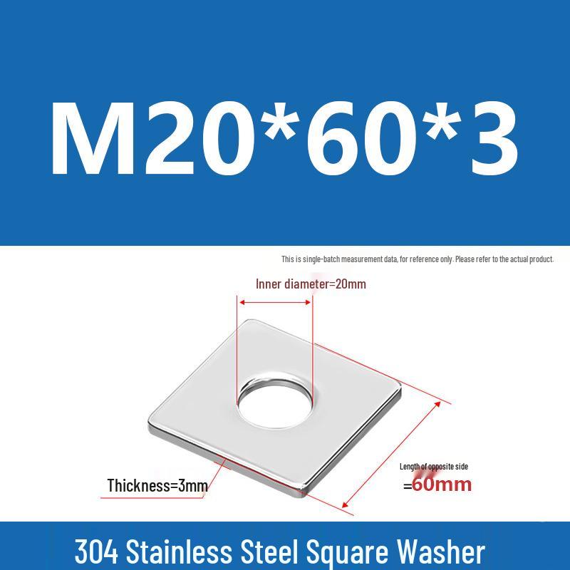 304 Stainless Steel Thickened Square Washer for Curtain Wall (M4-M16)