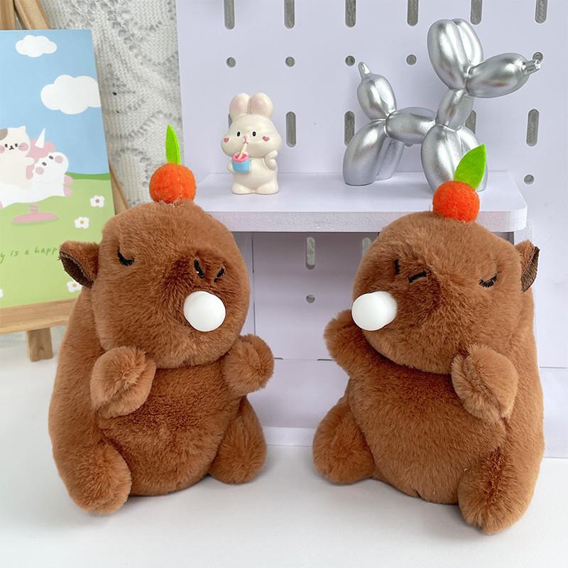 Cute Bubble-blowing Capybara Plush Keychain Soft And Fuzzy Backpack Pendant