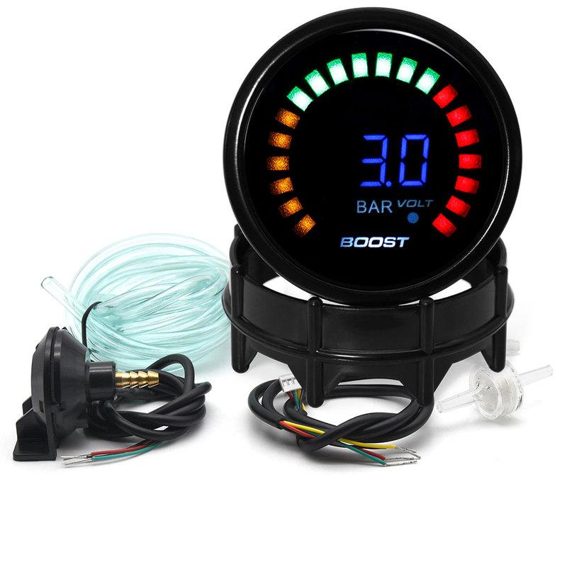 AD 52mm Turbo Boost Gauge Car Gauge Digital Turbo Pressure Gauge -1~3 Bar -15~45 PSI Vacuum Press Meter for 12V Gasoline Engine