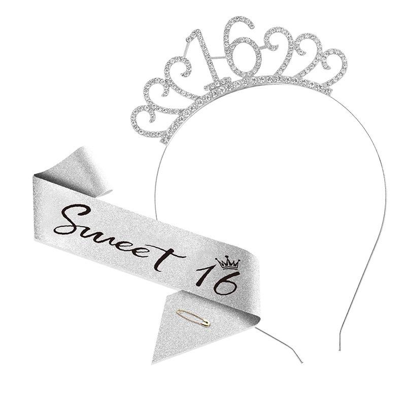 Cross-Border Digital Birthday Crown Set: Headdress, Party Shoulder Strap & Etiquette Belt Photo Prop for Girls