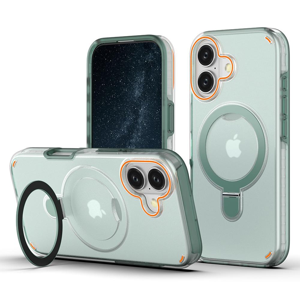 For iPhone 17 Magnetic Case with Kickstand TPU+PC Shockproof Phone Cover