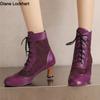 Lace-up Women Ankle Boots Middle Heels Fashion Lace Round Toe Autumn Winter Women Shoes Strange Steampunk Short Booties 34-46