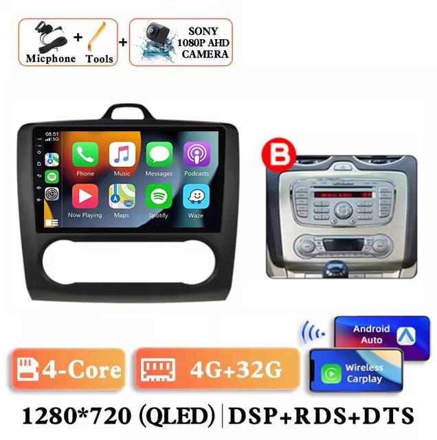 

Car Radio Carplay Multimedia Player Android 14.0 for Ford Focus Exi MT AT 2004 - 2011 GPS Navigation Head Unit NO 2DIN 2 DIN DVD