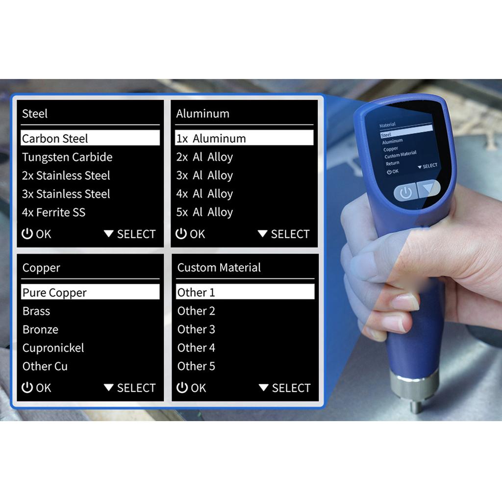 Ultrasonic Hardness Tester LCD Display Integrated Hardness Meter with Dual Test Heads 1HV 0.1HRC Resolution