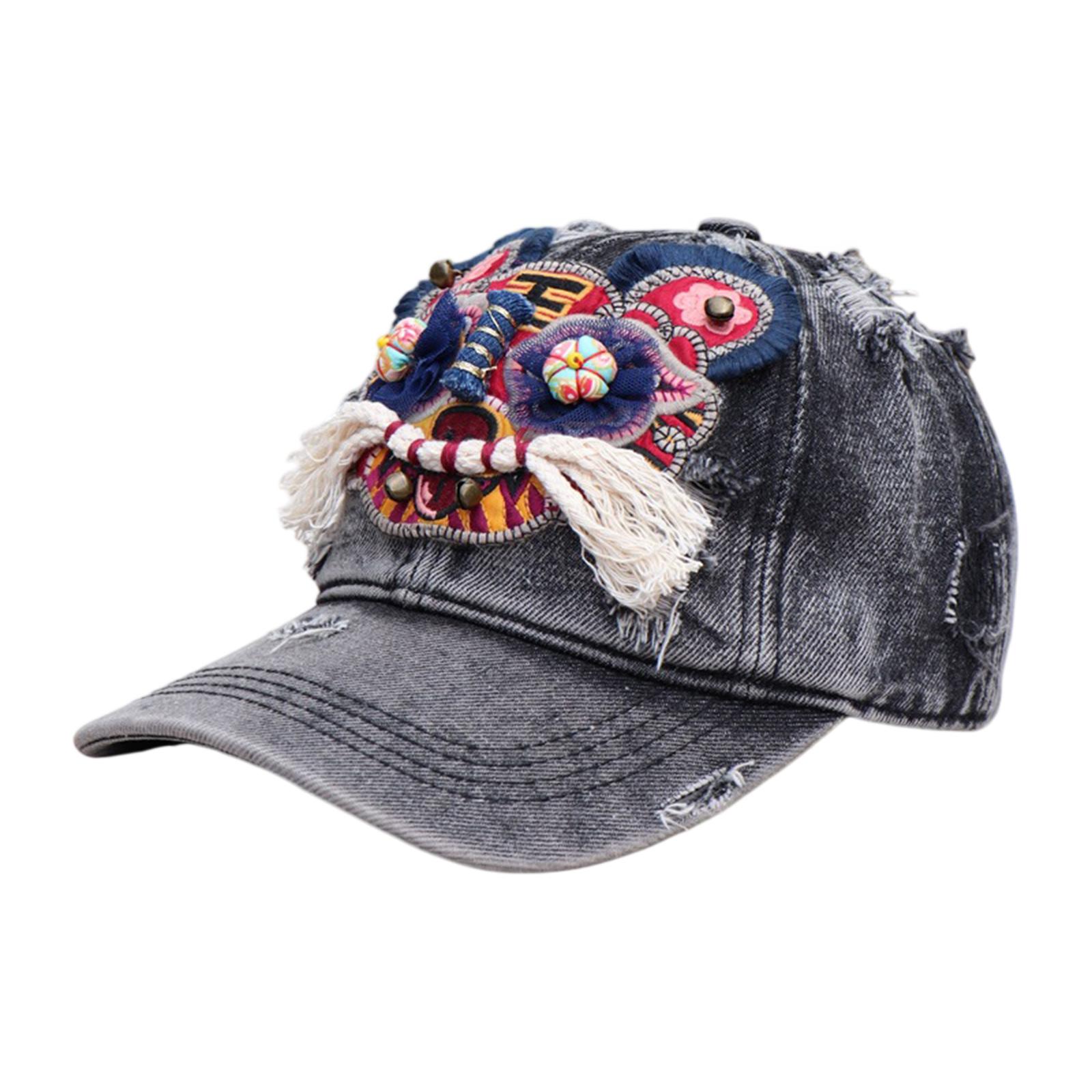 Children Embroidered Tiger Style Retro Baseball Distressed Denim Adjustable Retro Baseball for Kids Retro Baseball One Size