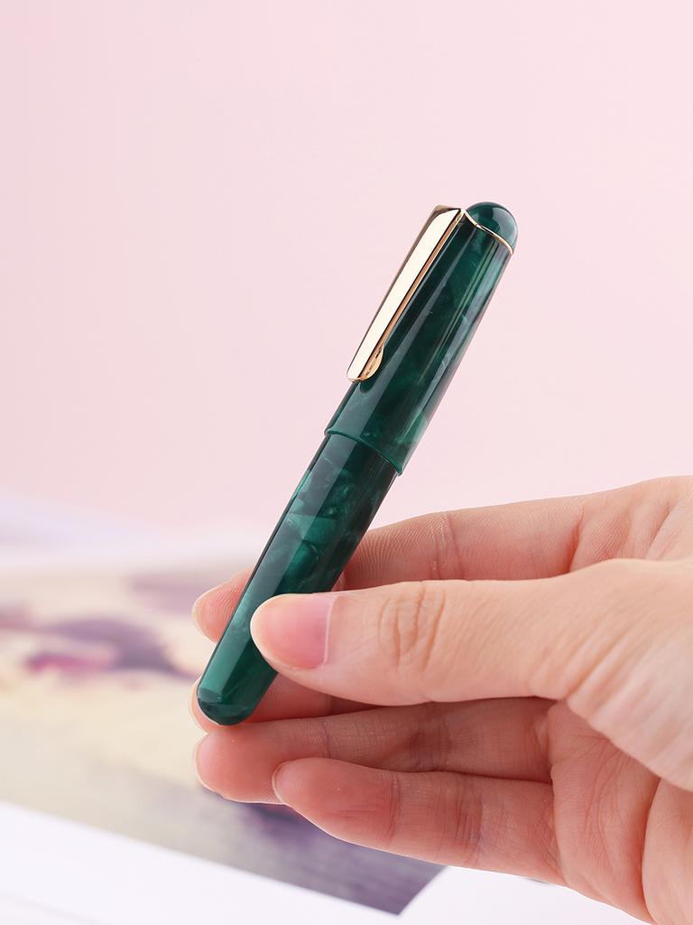 1PS MAJOHN Q2 Mini Acrylic Turning Resin Pen Thin Tip Male and Female Students with Handbook Portable Transparent Ink Pocket Pen