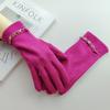 Solid Color Suede Leather Gloves Chain Warm Gloves Fashion Winter Thick Gloves