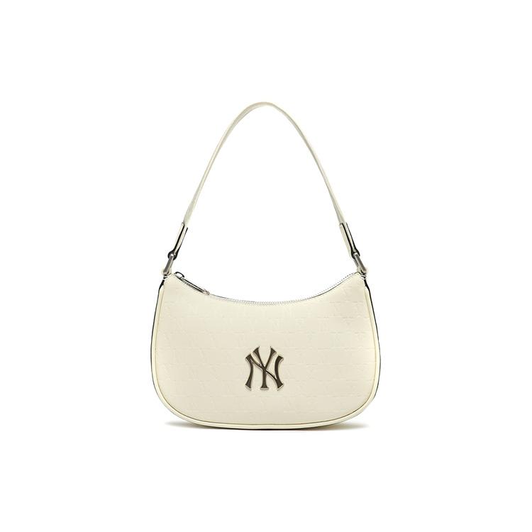 MLB Embo Monogram New York Yankees Hobo Bag White (Unisex) Shoulder Bags 3ABQS022N 50CRS