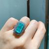 Silberring Simulation Paraiba Retro-Stil Funkelnd Diamantenbesetzt Für Damenring Party Geburtstag Hochzeitsgeschenk