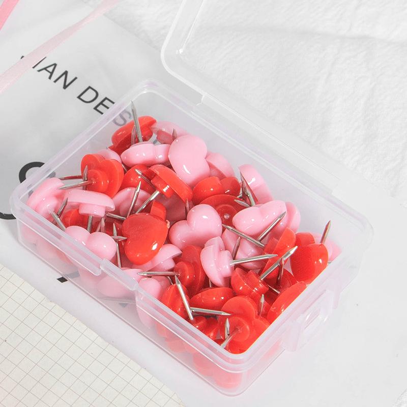 Miwoo Colorful Heart-Shaped Push Pins - Creative DIY Corkboard Pins (50 Pieces)