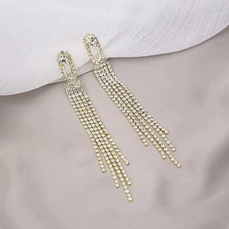 Tassel Earrings Diamond Butterfly Flower Pearl Stud Earrings Temperament Fashion Long Thin Earrings