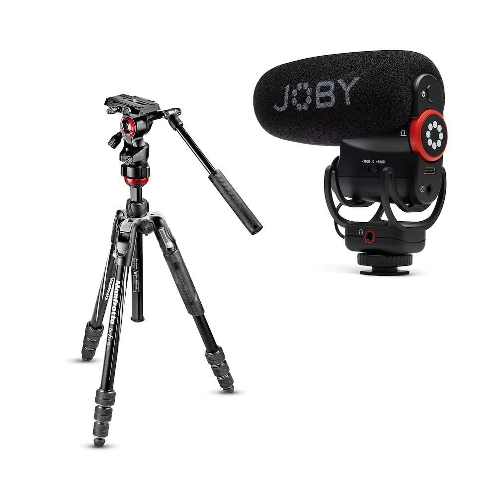 

Kit Manfrotto Manfrotto Befree Advanced Live aluminum travel video tripod with twist tripod for DSLR and mirrorless JOBY Wavo video blogging