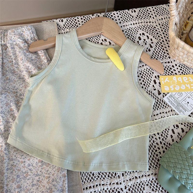 Chic And Comfortable Newborn Girl s Two Piece Summer Outfit With Floral Trousers And Tank Top Vest,140cm/55.12in