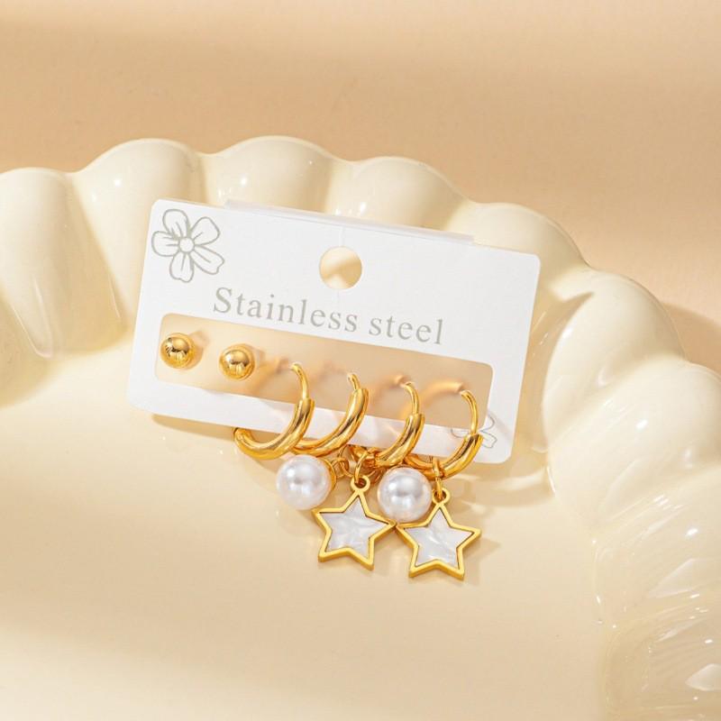 European and American Stainless Steel Heart, Star, and Butterfly Shape Accessory Set for Women