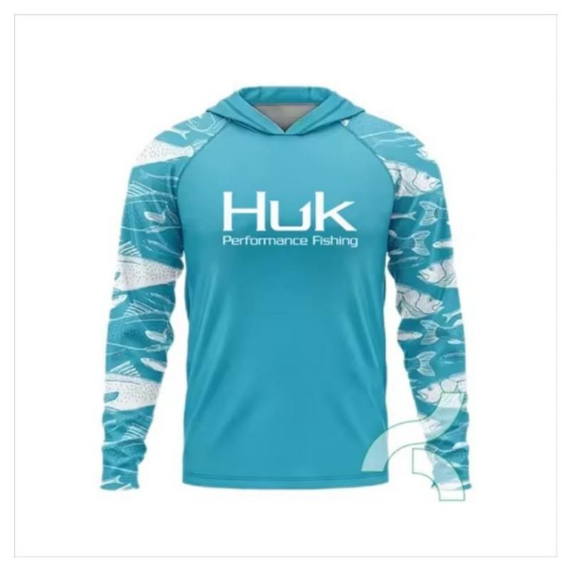 Mens Quick-Dry UV Protection Hooded Fishing Long Sleeve Shirt Summer Breathable Outdoor Sportswear Angling