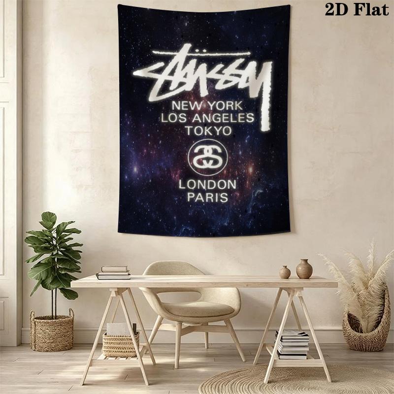 Grey Camo Pattern Tapestry, Dark Camouflage Street Brand City Logo Print Wall Hanging Decor