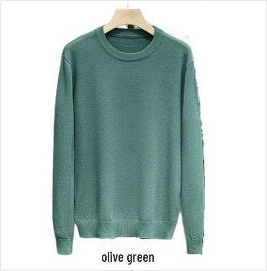 Men's Round Neck Solid Color Casual Knit Sweater - Trendy and Handsome Pullover for Autumn Winter