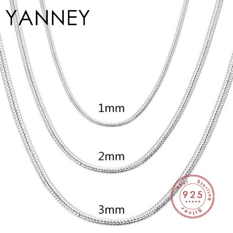 100% 925 Sterling Silver 1MM/2MM/3MM Snake Chain 16-30 Inches Necklace For Women Men Fashion Wedding Jewelry Christmas Wholesale