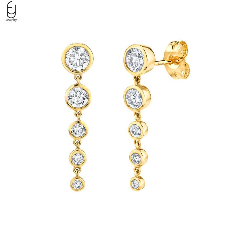 925 Silver Needle Luxury Long Chain Tassel Crystal Stud Earrings For Women Exquisite Pendant Gold Earrings Fine Jewelry