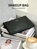 Dior Black Makeup Bag, Portable Cosmetic Pouch, Large Capacity Travel Toiletry Organizer, Zippered Beauty Storage Bag