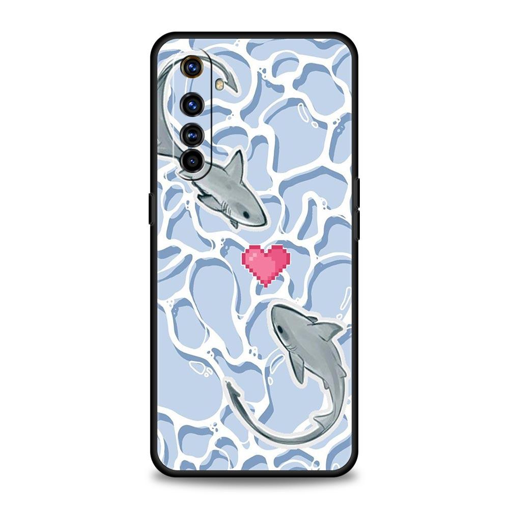 Seaside Sharks Pattern Soft TPU For Realme 13 12 11 10 9 Pro Plus GT3 GT2 C21 C25 C35 C53 C55 C67 Pro 5G Phone Case Cover Fundas