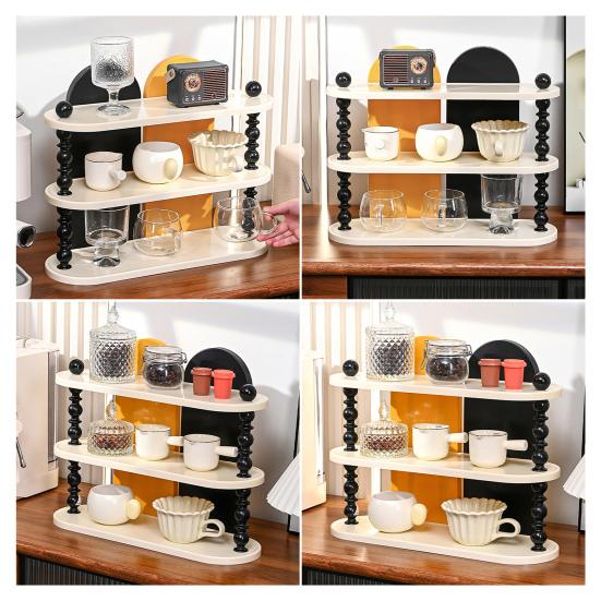 Desktop Storage Rack Three-Layer Organizer Stable Support Stylish Color Contrast Rack