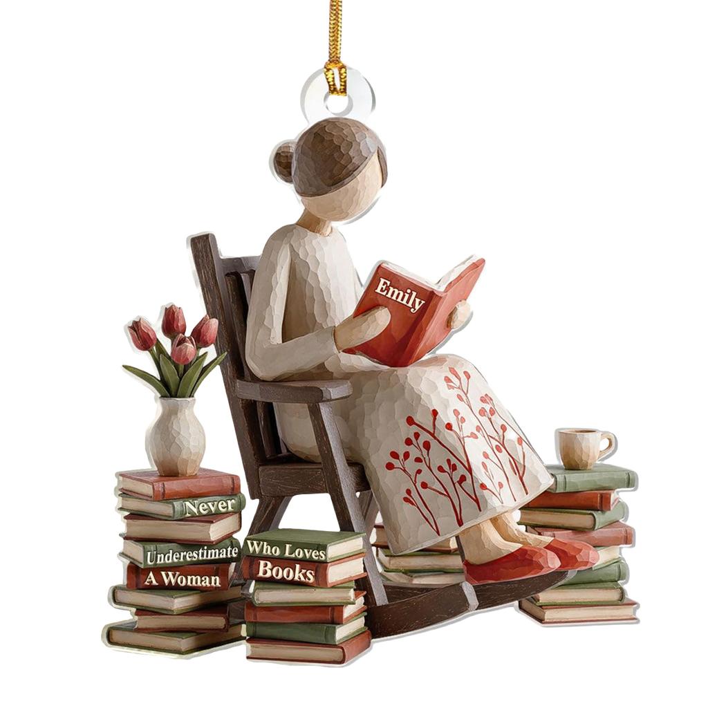 Just A Girl Who Loves Books Ornament Acrylic Stand Table Decoration Acrylic Plaque Christmas Ornaments for Bookworms